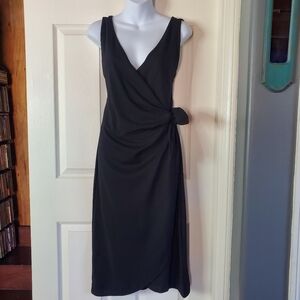 H&M Black Midi Wrap Dress Elegant Party Dining Cocktail Medium Sleeveless